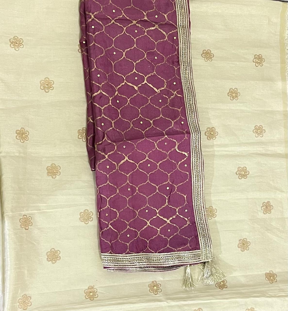 3-Piece Raw silk Unstitched Suit